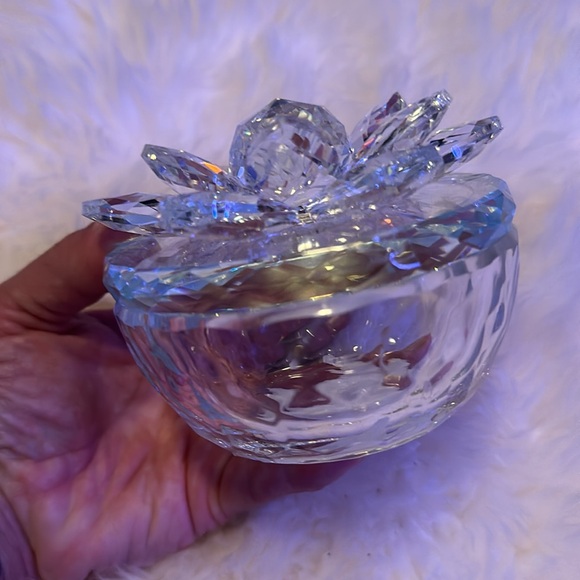 NEW crystal lotus flower keepsake trinket vanity jar container box - Picture 4 of 8